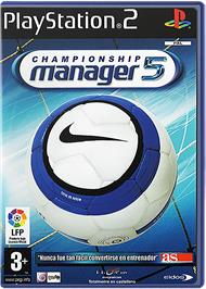 Box cover for Championship Manager 5 on the Sony Playstation 2.