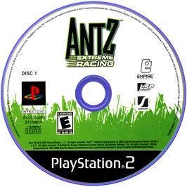 Artwork on the Disc for Antz Extreme Racing on the Sony Playstation 2.