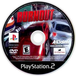 Artwork on the Disc for Burnout on the Sony Playstation 2.