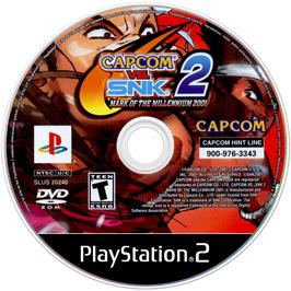 Artwork on the Disc for Capcom vs. SNK 2: Mark of the Millennium on the Sony Playstation 2.