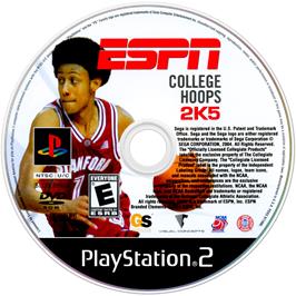 Artwork on the Disc for ESPN College Hoops 2K5 on the Sony Playstation 2.