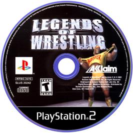 Artwork on the Disc for Legends of Wrestling on the Sony Playstation 2.