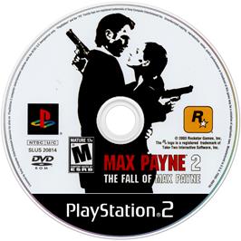 Artwork on the Disc for Max Payne 2: The Fall of Max Payne on the Sony Playstation 2.