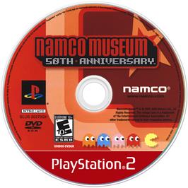 Artwork on the Disc for Namco Museum 50th Anniversary on the Sony Playstation 2.