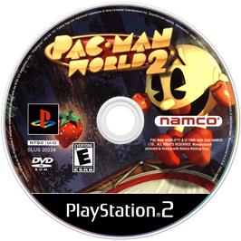Artwork on the Disc for Pac-Man World 2 on the Sony Playstation 2.