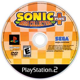 Artwork on the Disc for Sonic Mega Collection Plus on the Sony Playstation 2.