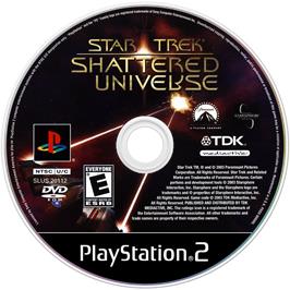 Artwork on the Disc for Star Trek Shattered Universe on the Sony Playstation 2.