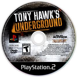 Artwork on the Disc for Tony Hawk's Underground on the Sony Playstation 2.