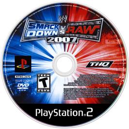 Artwork on the Disc for WWE Smackdown vs. Raw 2007 on the Sony Playstation 2.
