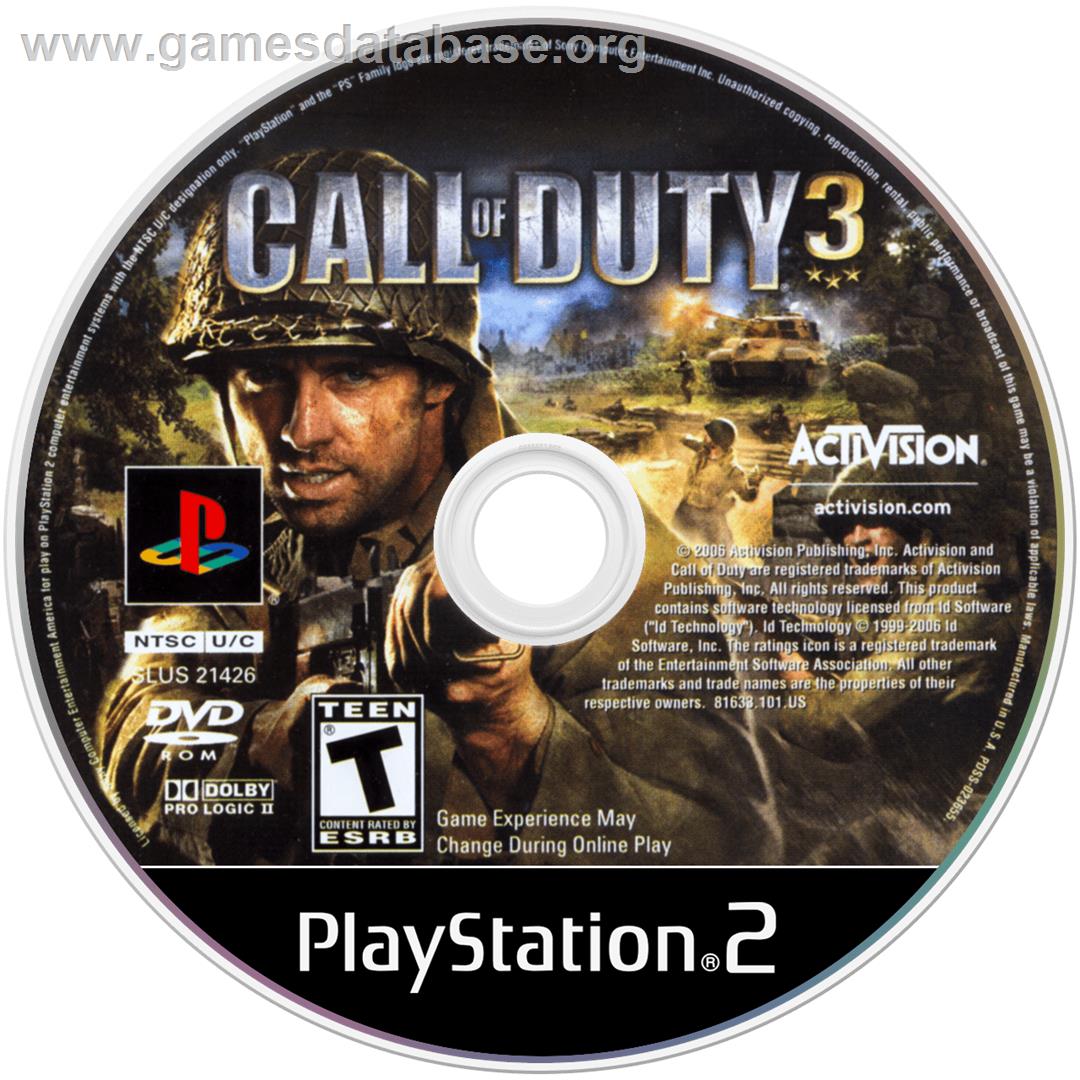 Call of Duty 3 - Sony Playstation 2 - Artwork - Disc