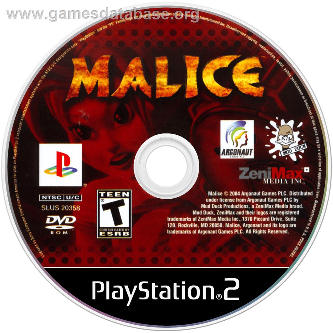 Malice - Sony Playstation 2 - Artwork - Disc