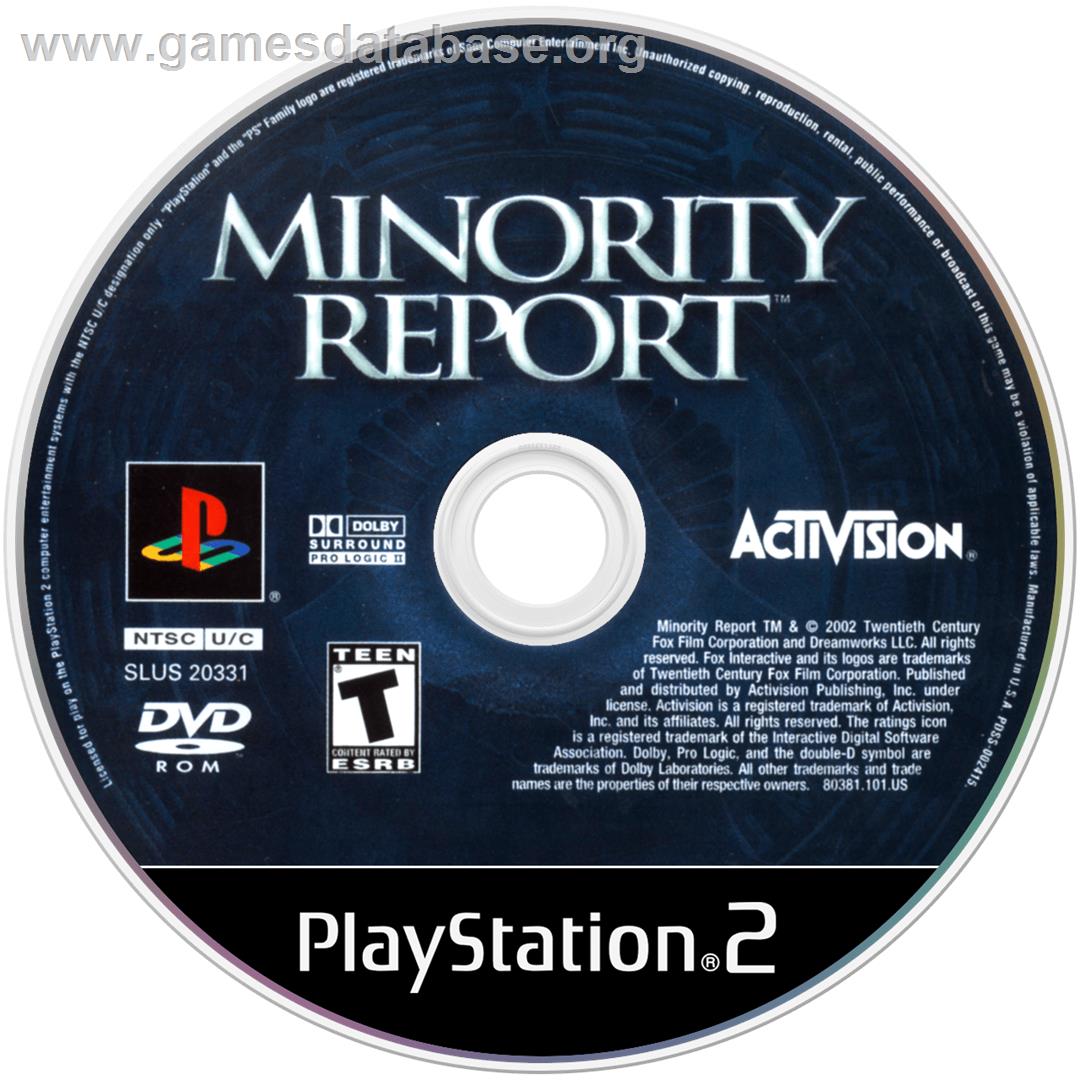 Minority Report: Everybody Runs - Sony Playstation 2 - Artwork - Disc