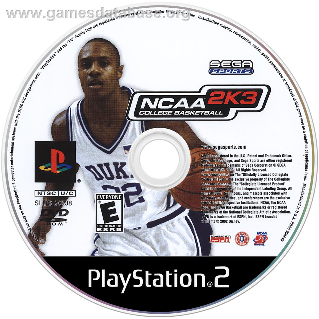 NCAA College Basketball 2K3 - Sony Playstation 2 - Artwork - Disc