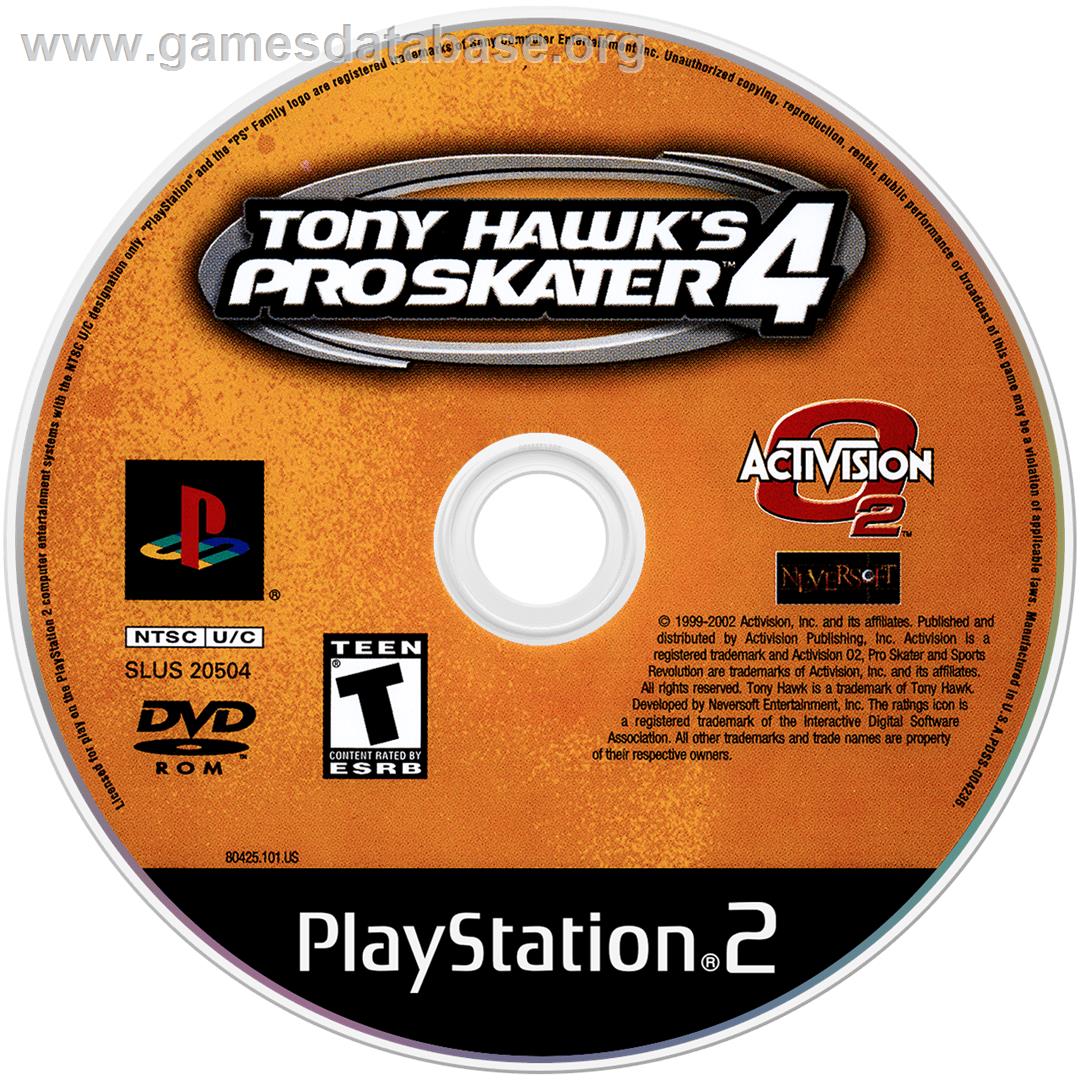 Tony Hawk's Pro Skater 4 - Sony Playstation 2 - Artwork - Disc