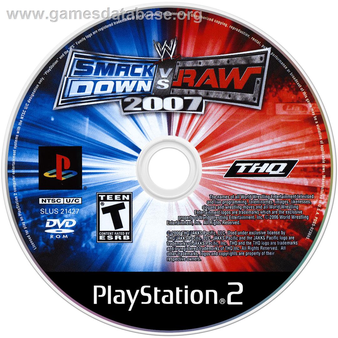 WWE Smackdown vs. Raw 2007 - Sony Playstation 2 - Artwork - Disc