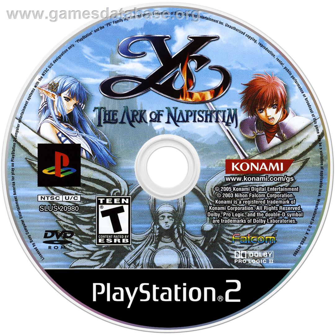 Ys VI: The Ark of Napishtim - Sony Playstation 2 - Artwork - Disc