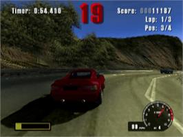 In game image of Burnout on the Sony Playstation 2.