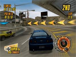 In game image of Ford Vs. Chevy on the Sony Playstation 2.