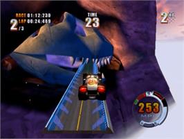 In game image of Hot Wheels: Stunt Track Challenge on the Sony Playstation 2.