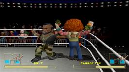 In game image of MTV Celebrity Deathmatch on the Sony Playstation 2.