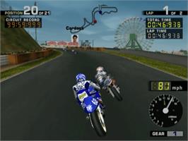 In game image of MotoGP 2 on the Sony Playstation 2.