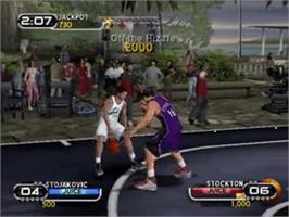 In game image of NBA Ballers on the Sony Playstation 2.