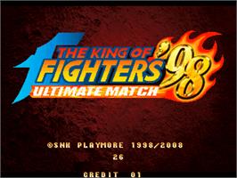 Title screen of King of Fighters 98 Ultimate Match on the Taito Type X.