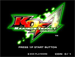 Title screen of KOF - Maximum Impact Regulation A on the Taito Type X2.