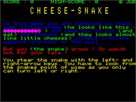 Title screen of Cheese-Snake on the Tangerine Oric.