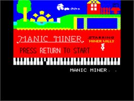 Title screen of Manic Miner on the Tangerine Oric.