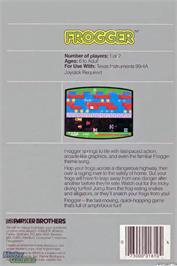 Box back cover for Frogger on the Texas Instruments TI 99/4A.