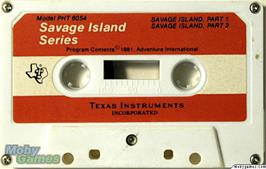 Cartridge artwork for Savage Island Series on the Texas Instruments TI 99/4A.