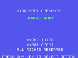 Title screen of Jungle Hunt on the Texas Instruments TI 99/4A.