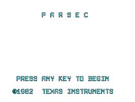 Title screen of Parsec on the Texas Instruments TI 99/4A.