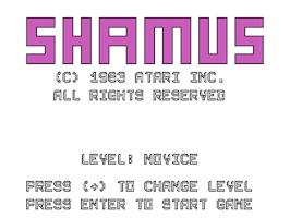Title screen of Shamus on the Texas Instruments TI 99/4A.