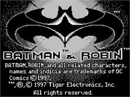 Title screen of Batman & Robin on the Tiger Game.com.
