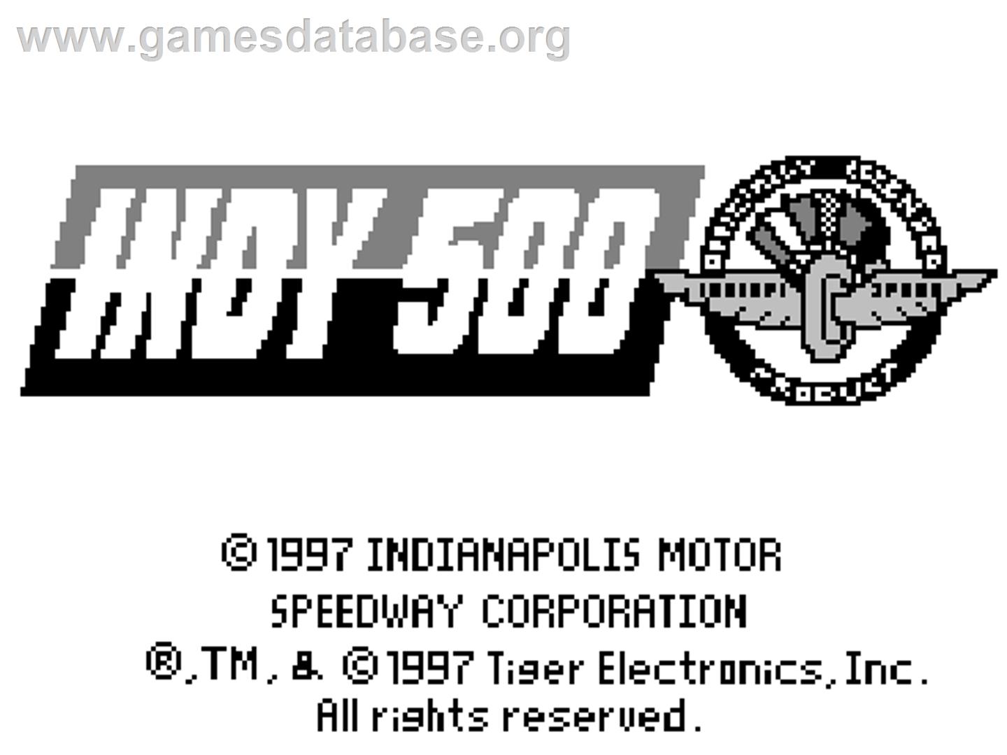 Indy 500 - Tiger Game.com - Artwork - Title Screen