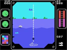 In game image of Air/Sea Attack on the VTech CreatiVision.