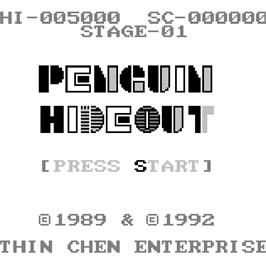 Title screen of Penguin Hideout on the Watara Supervision.