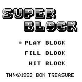 Title screen of Super Block on the Watara Supervision.