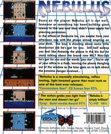 Box back cover for Nebulus on the Acorn Archimedes.
