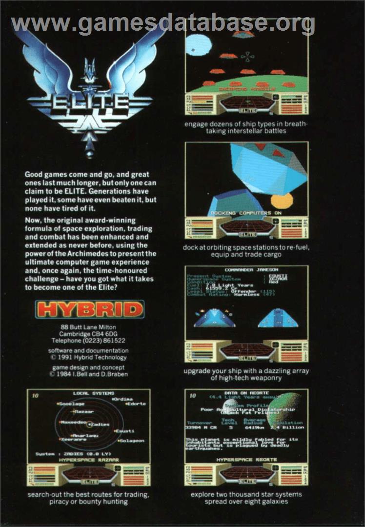 Elite - Acorn Archimedes - Artwork - Box Back