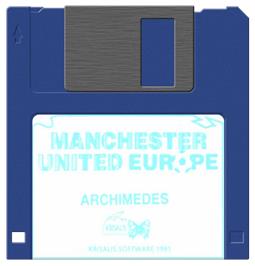 Cartridge artwork for Manchester United Europe on the Acorn Archimedes.