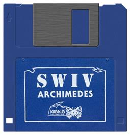 Cartridge artwork for SWIV on the Acorn Archimedes.