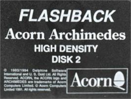 Top of cartridge artwork for Flashback on the Acorn Archimedes.