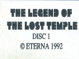 Top of cartridge artwork for Legend of the Lost Temple, The on the Acorn Archimedes.