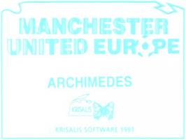 Top of cartridge artwork for Manchester United Europe on the Acorn Archimedes.
