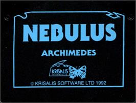 Top of cartridge artwork for Nebulus on the Acorn Archimedes.