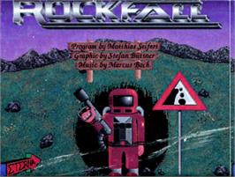 Top of cartridge artwork for Rockfall on the Acorn Archimedes.