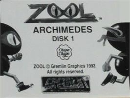 Top of cartridge artwork for Zool - Ninja of the “Nth” Dimension on the Acorn Archimedes.